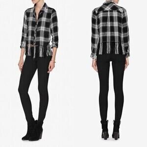 Rails Button Front Fringe Bottom Plaid Flannel Size Small